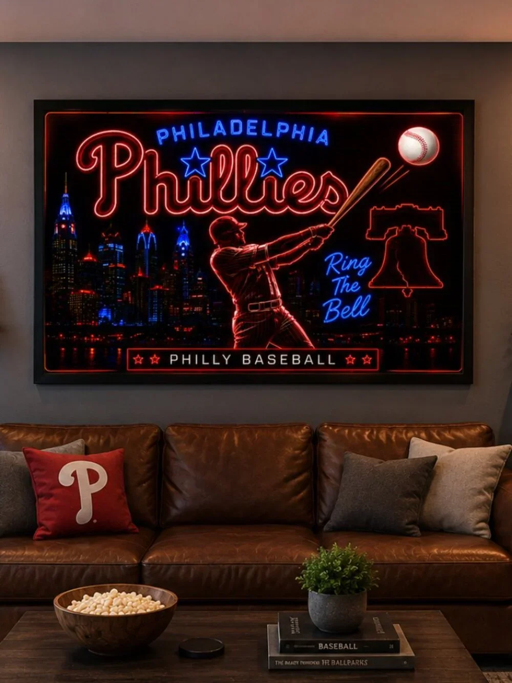 Philadelphia Phillies Neon Sign Wall Art | 13x19 Framed